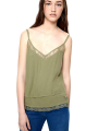 Romantický khaki top s krajkou Pepe Jeans ROSETA SHIRT