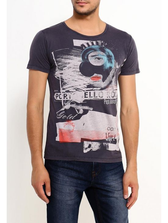 Šedé slim fit tričko s potiskem Pepe Jeans HAMPSTEAD T-SHIRT 1
