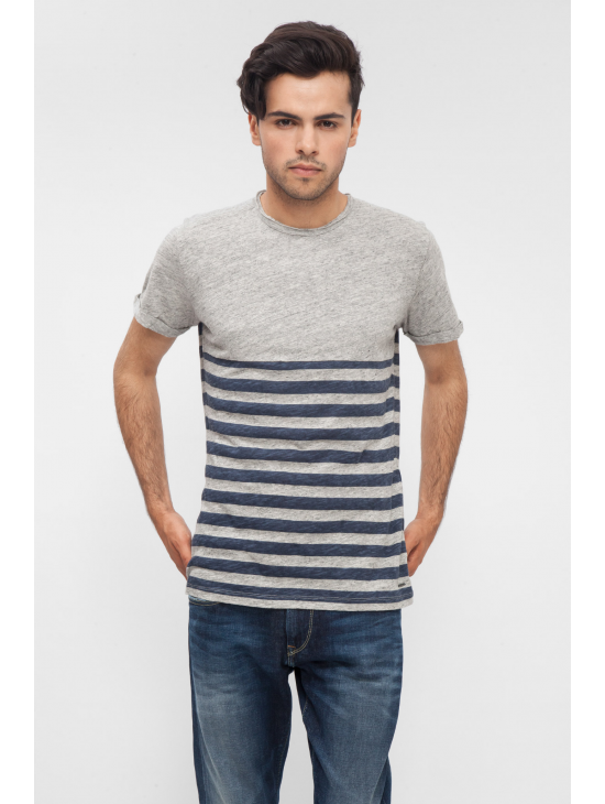 Šedé tričko s pruhovaným vzorem Pepe Jeans MINDI T-SHIRT 1