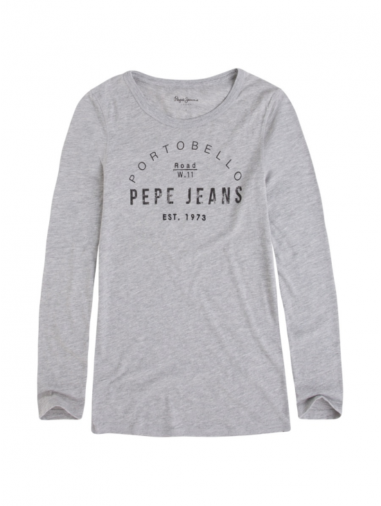Šedé tričko s dlouhým rukávem Pepe Jeans VEGA T-SHIRT