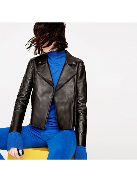 Kožená černá bunda Pepe Jeans LIANA
