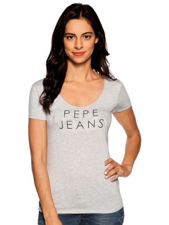 Šedé tričko s kamínky Pepe Jeans BRENT
