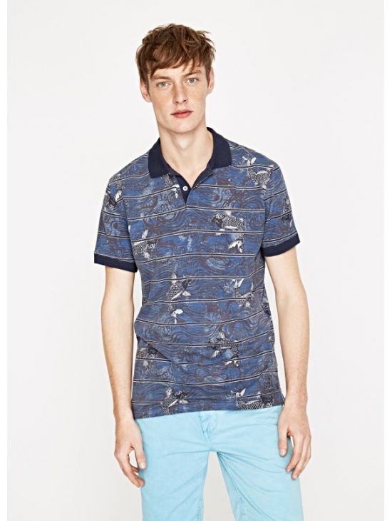Modré polo s rybami Pepe Jeans HENRICHa