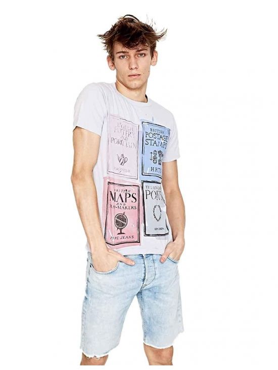 Fialové triko s potiskem pepe Jeans STEPHENSb