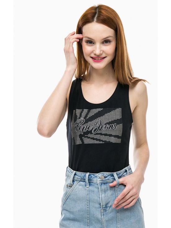 Černé tílko s kamínky Pepe Jeans ALICE