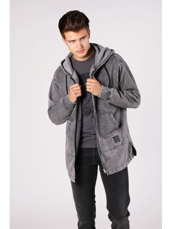 Šedá pánská delší mikina Pepe Jeans CHEEBY
