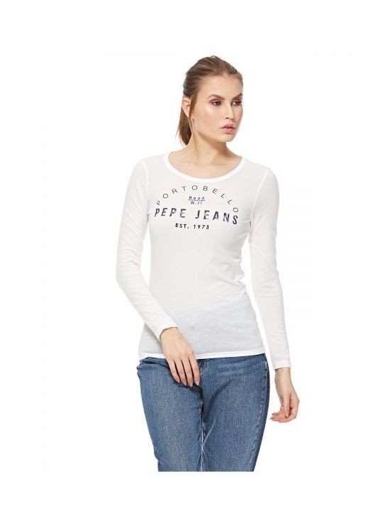 Bílé triko s dlouhým rukávem Pepe Jeans VEGA
