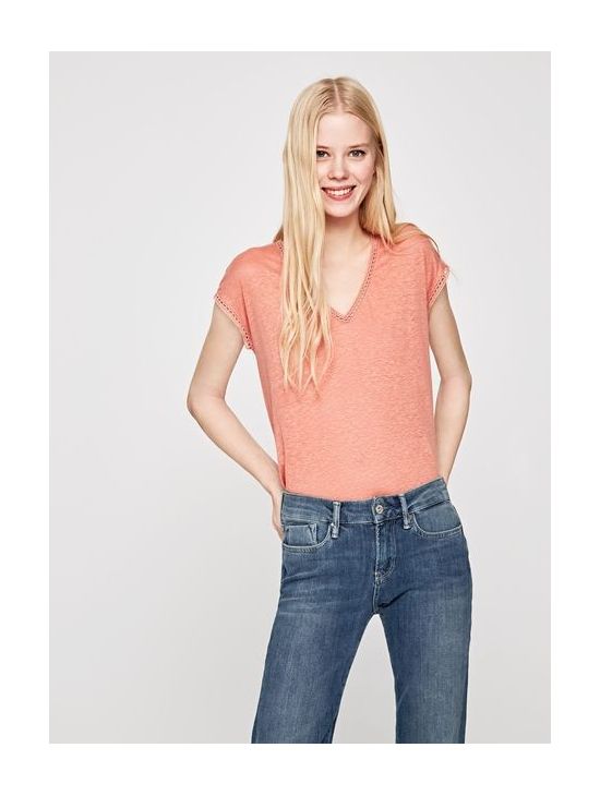 Dámské lněné triko Pepe Jeans CLEMENTINE