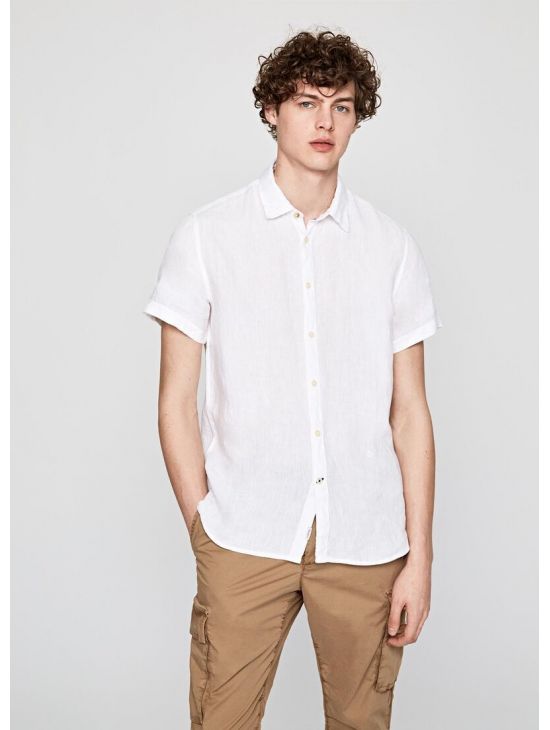 Pánská lněná košile s krátkým rukávem Pepe Jeans JOHN