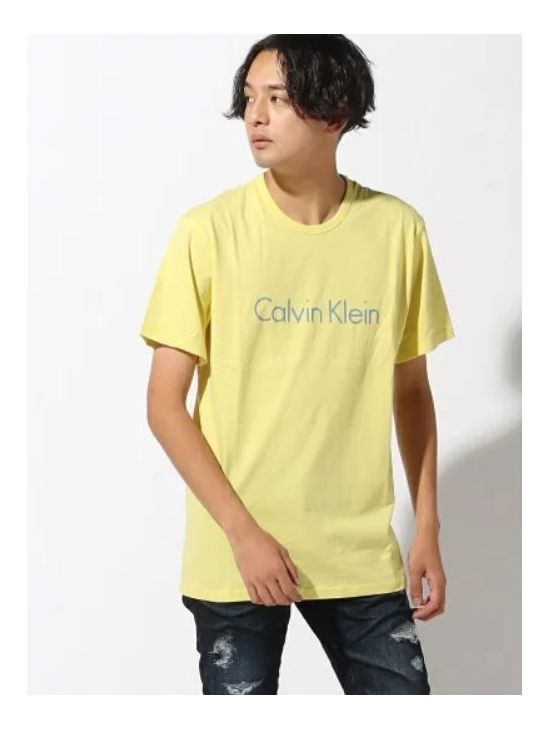Pánské žluté triko Calvin Klein CREW NECK