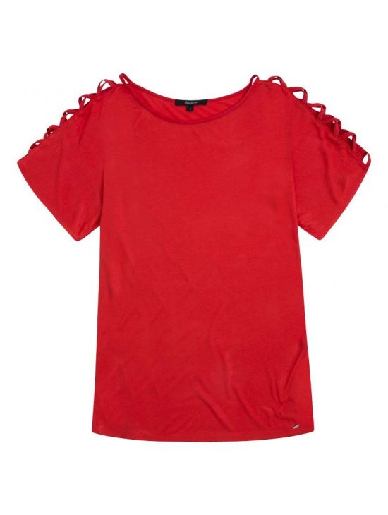 Červené triko s průstřihy Pepe Jeans KELLI
