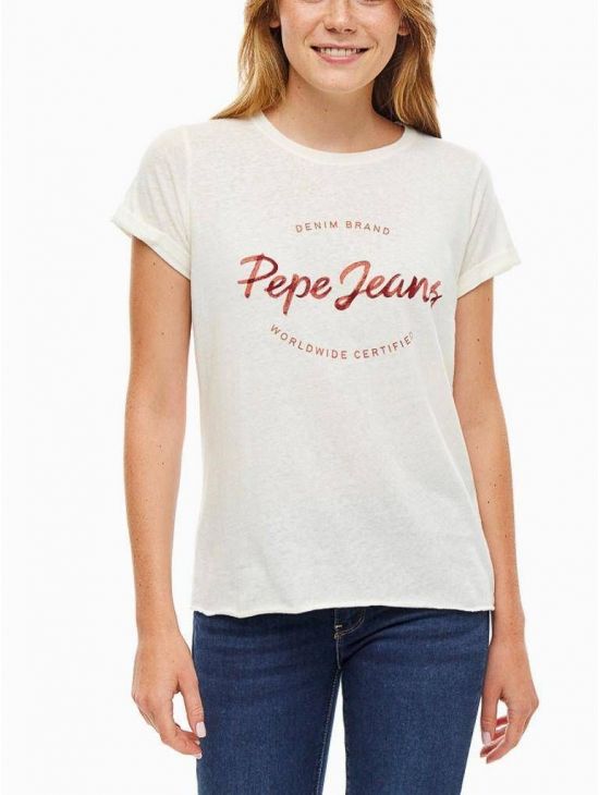 Dámské triko s cihlovým potiskem Pepe Jeans ERINa
