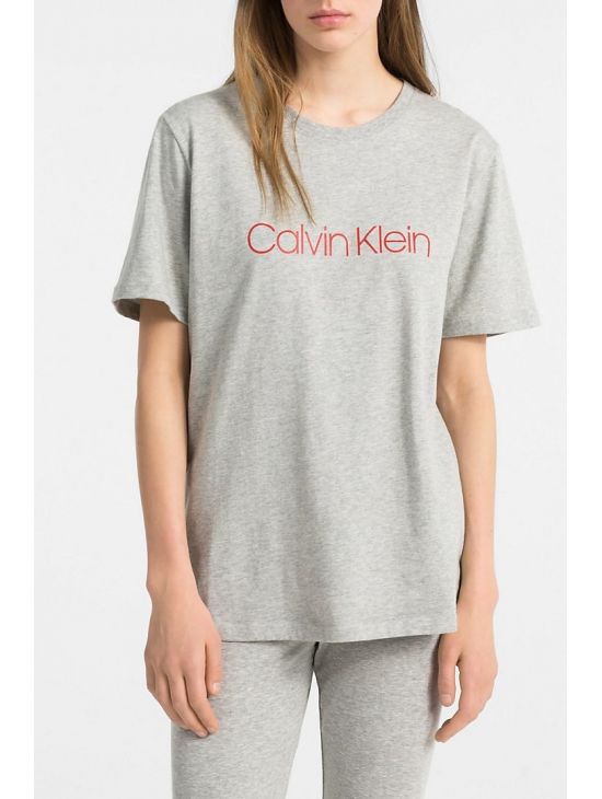 Dámské šedé tričko CREW NECK Calvin Klein