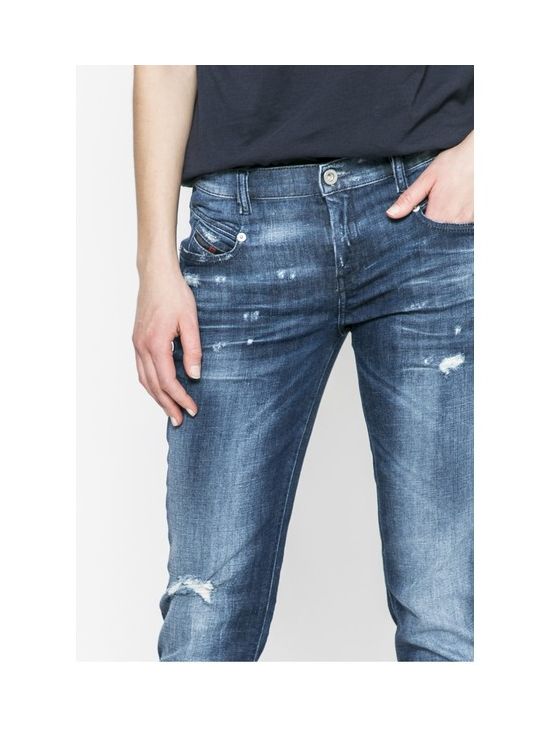 DIESEL dámské modré pružné džíny BELTHY-ANKLE regular slim-straight
