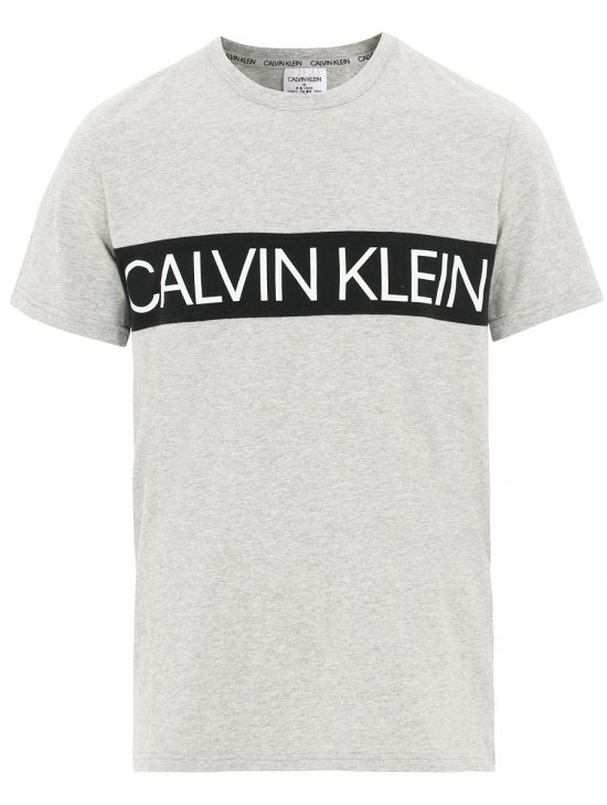 CALVIN KLEIN pánské šedé triko CREW NECK