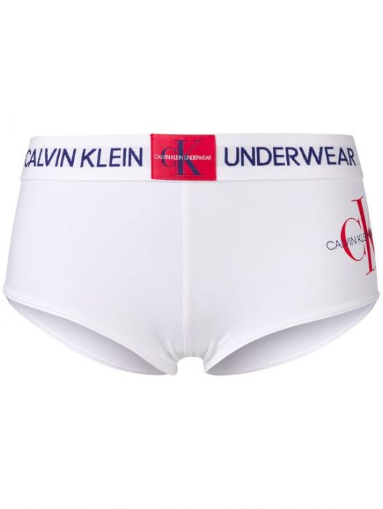 CALVIN KLEIN dámské bílé kalhotky BOYSHORT