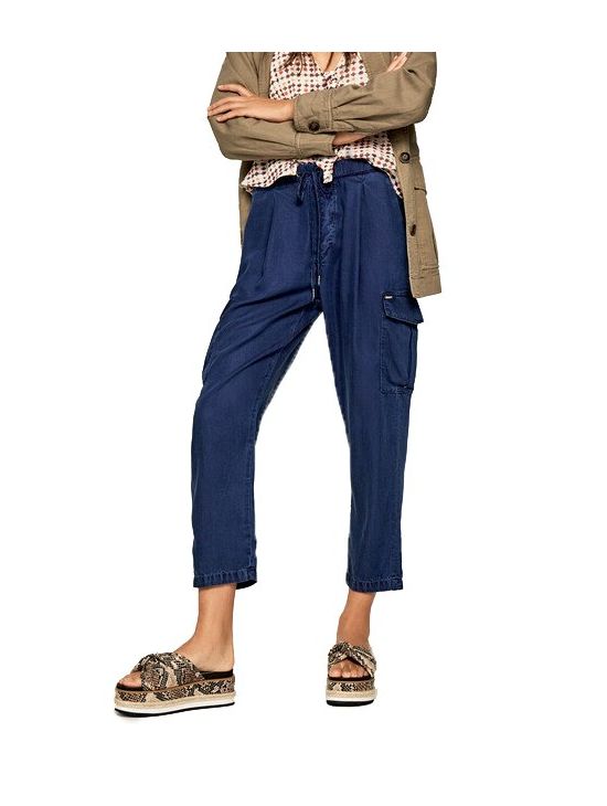 PEPE JEANS dámské tmavě modré plátěné kalhoty JYNX