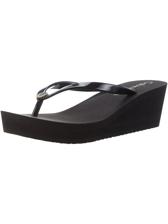 CALVIN KLEIN dámské černé plážové pantofle WEDGE FF