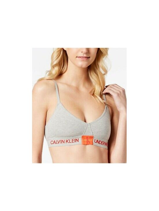 Šedá bavlněná podprsenka UNLINED TRIANGLE Calvin Klein