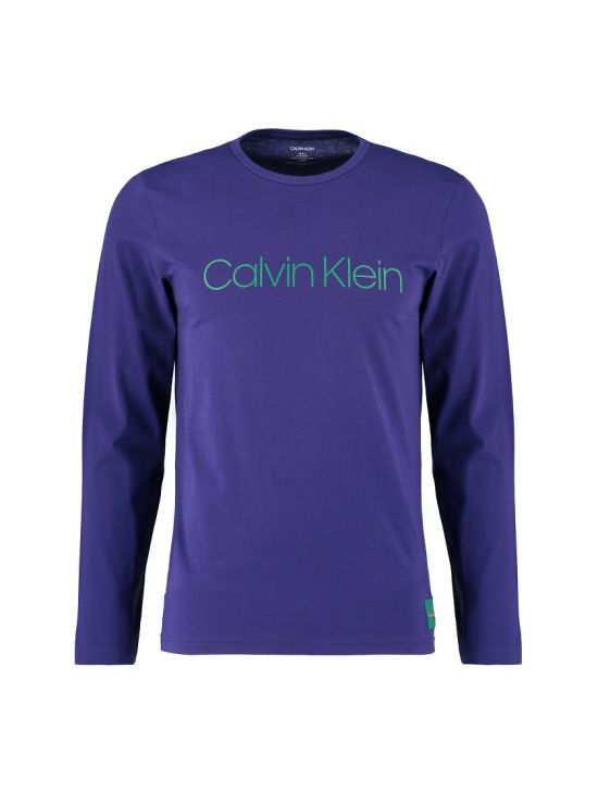 CALVIN KLEIN fialové pánské triko CREW NECK